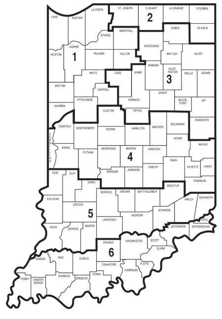 Indiana Fisheries Biologists District Map