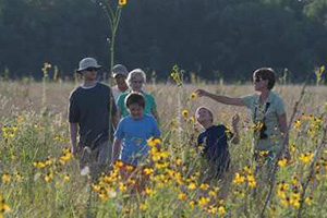 People in pollinator habitat