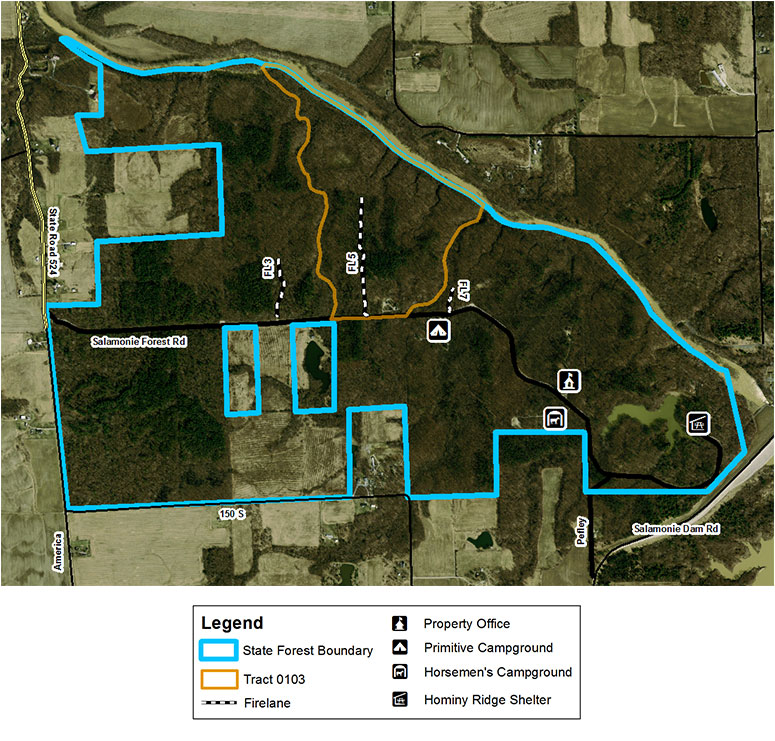 Aerial map of Salamonie River State Forest