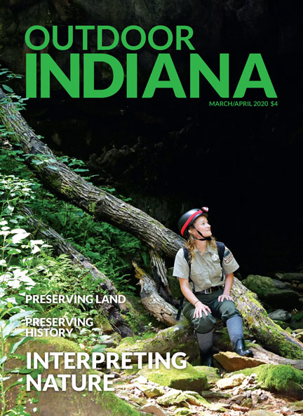 Spring Mill State Park interpretive naturalist Sheree Belt at Endless Cave's entrance, after guiding at Cave River Valley Natural Area. 