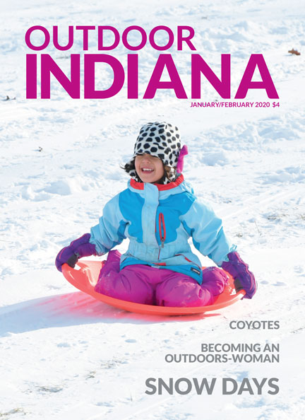 Downhill sledding action at Fort Harrison State Park in Marion County last winter. 