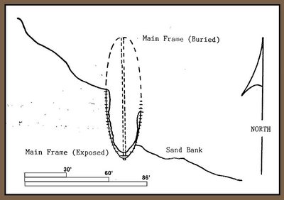 Unknown No. 4 archaeological sketch map of shipwreck site, circa 1985. 