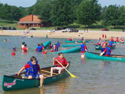 Youth in canoes