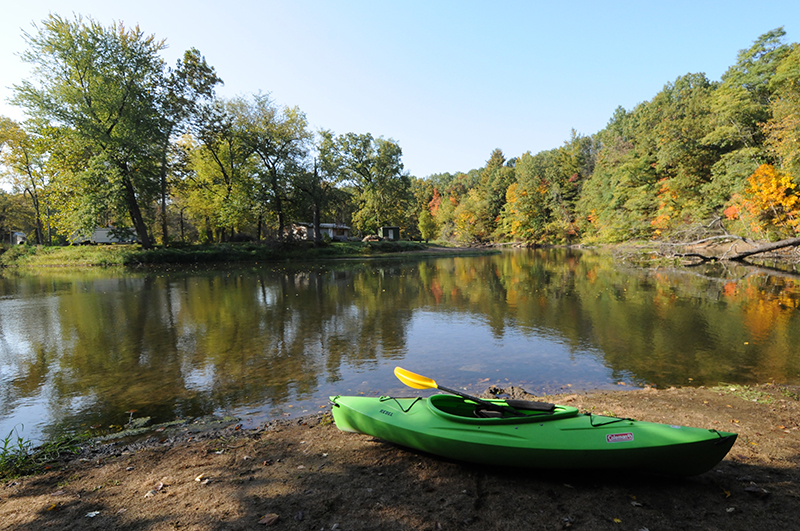 Canoe on stream bank