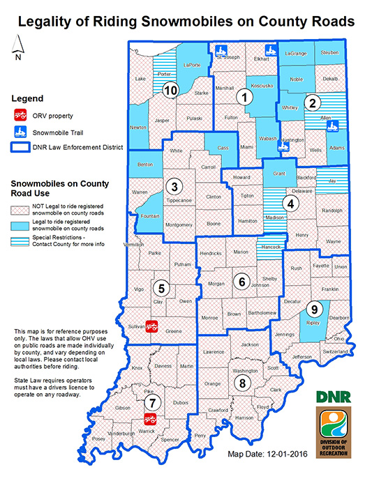 Legality of Riding Snowmobiles on County Roads