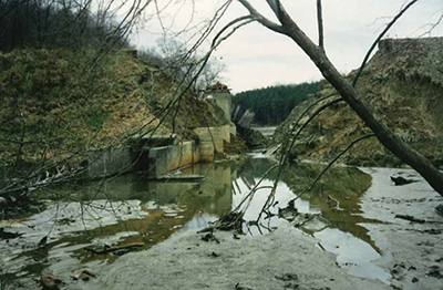 Failed dam in Bean Blossom