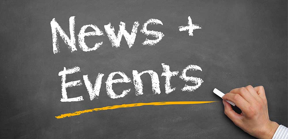 News and Events graphic of a hand writing News an Events on a Chalkboard