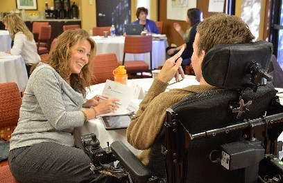 Institute participants at a table