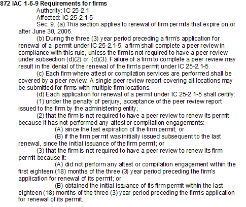 872 IAC 1-6-9 Requirements for Firms